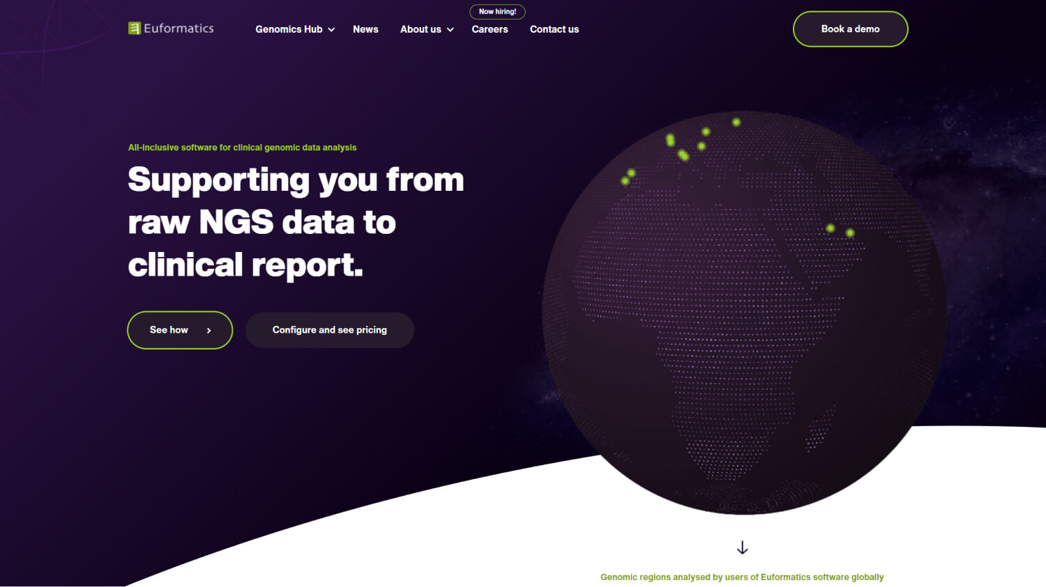 Euformatics etusivun alkunäkymä tietokoneella