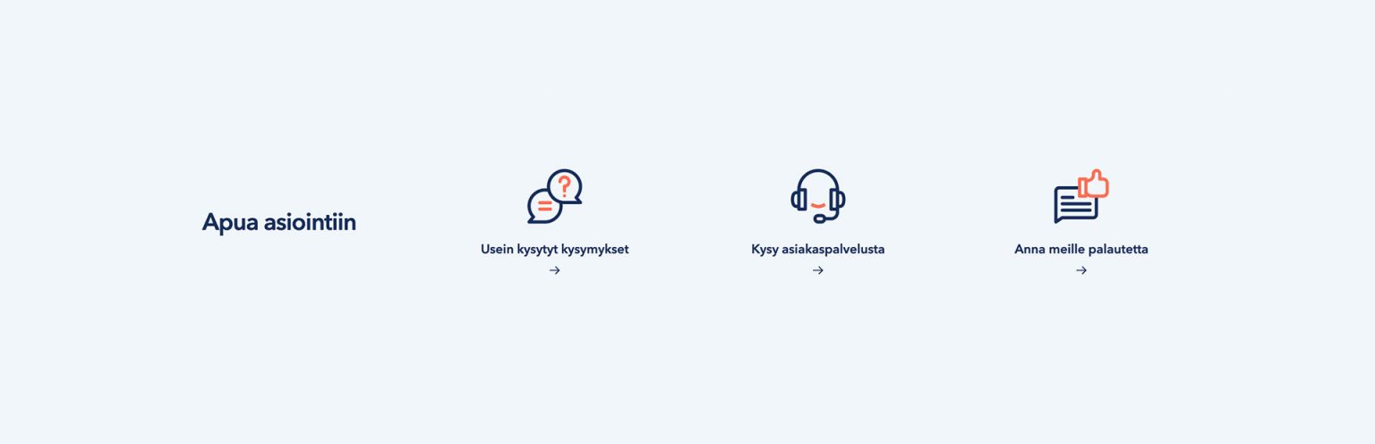 Lännen Palveluyhtiöt asioinnin apupalkki-elementti