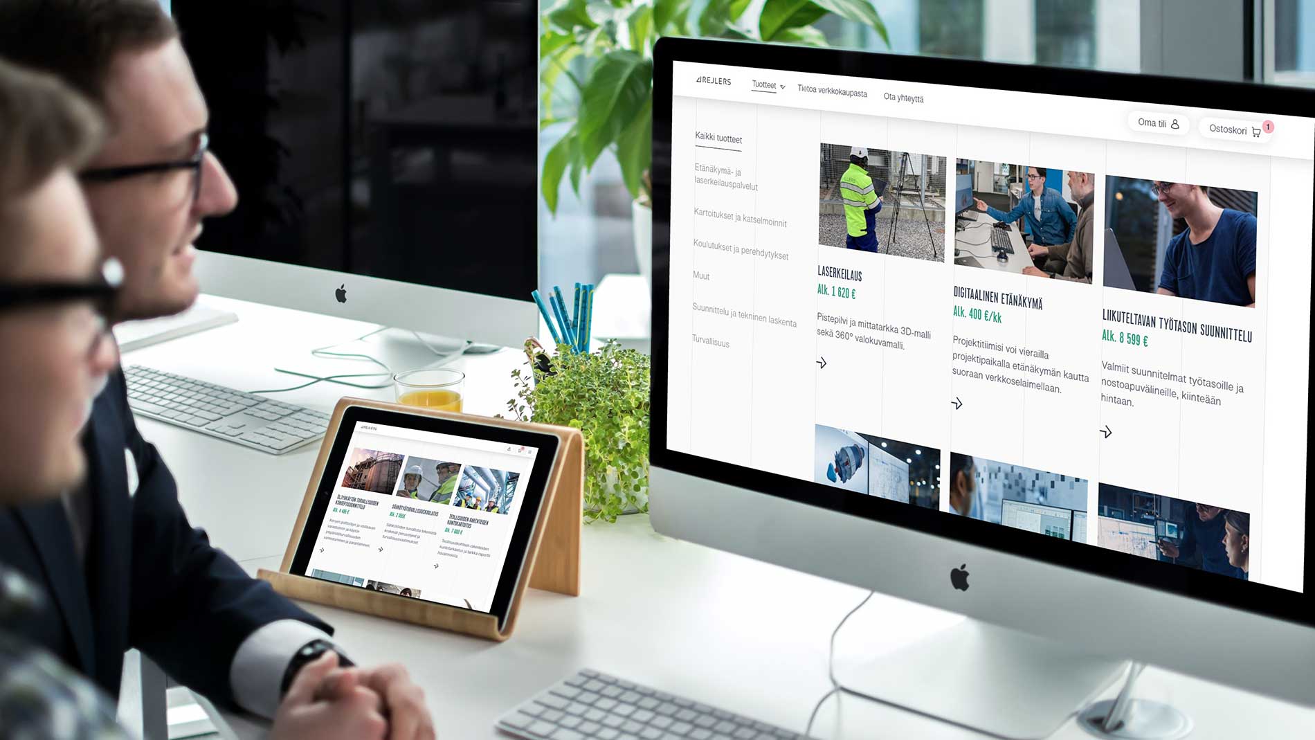 Rejlers Webstore tietokoneella ja tabletilla